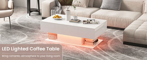 Modern LED Coffee Table with Thoughtful Design and High Gloss Finish