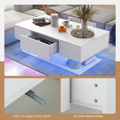 Modern LED Coffee Table with Thoughtful Design and High Gloss Finish