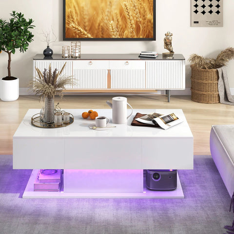 Modern LED Coffee Table with Thoughtful Design and High Gloss Finish