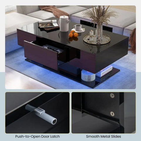 Modern LED Coffee Table with Thoughtful Design and High Gloss Finish