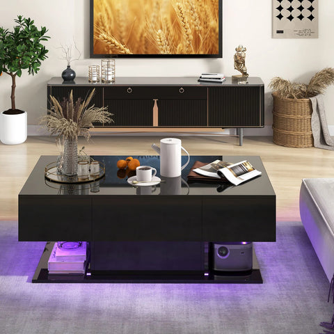 Modern LED Coffee Table with Thoughtful Design and High Gloss Finish