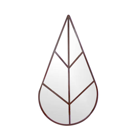 Versatile Leaf Shaped Outdoor Natural Rust Mirror