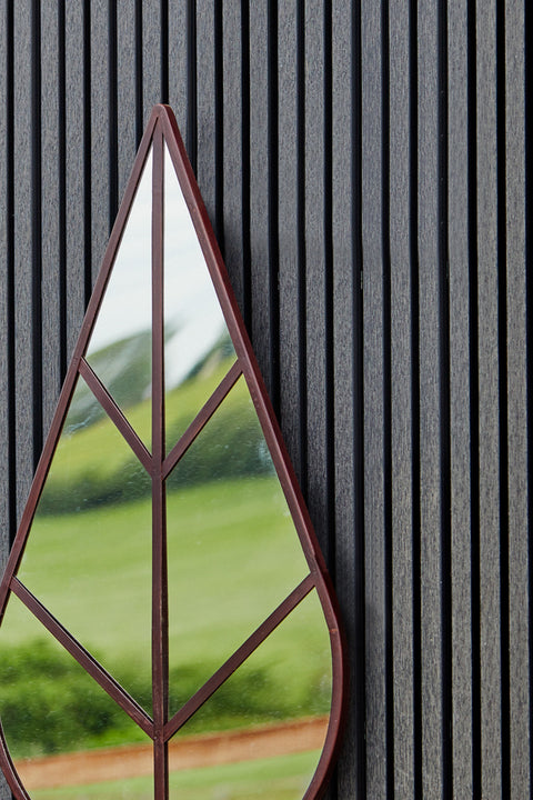 Versatile Leaf Shaped Outdoor Natural Rust Mirror