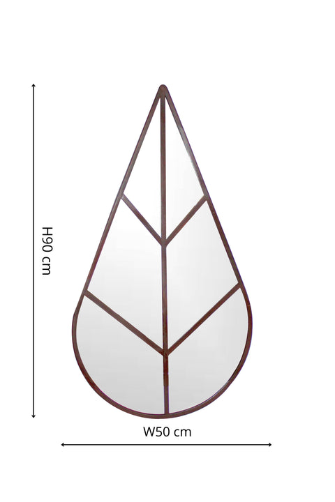 Versatile Leaf Shaped Outdoor Natural Rust Mirror