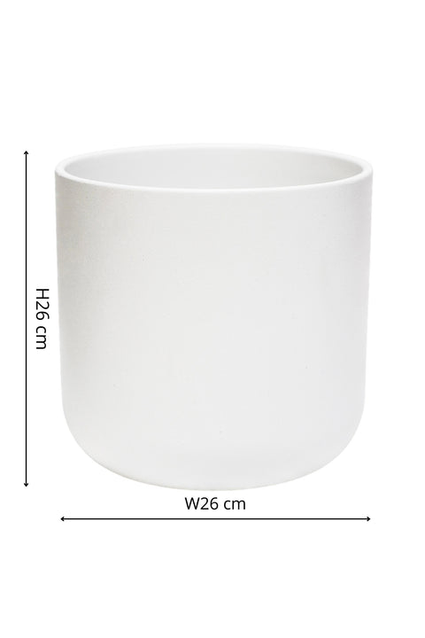 Minimalist Round Waterproof Ceramic Planter in White