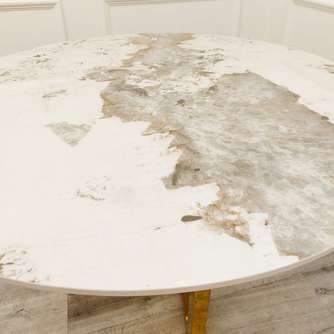 Freya Gold Dining Table with  120 CM Round Sintered Stone Top