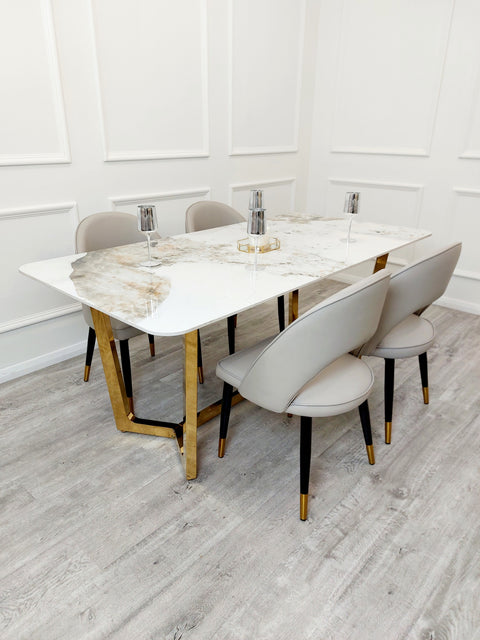 Freya Gold Dining Table with 180 CM Sintered Stone Top