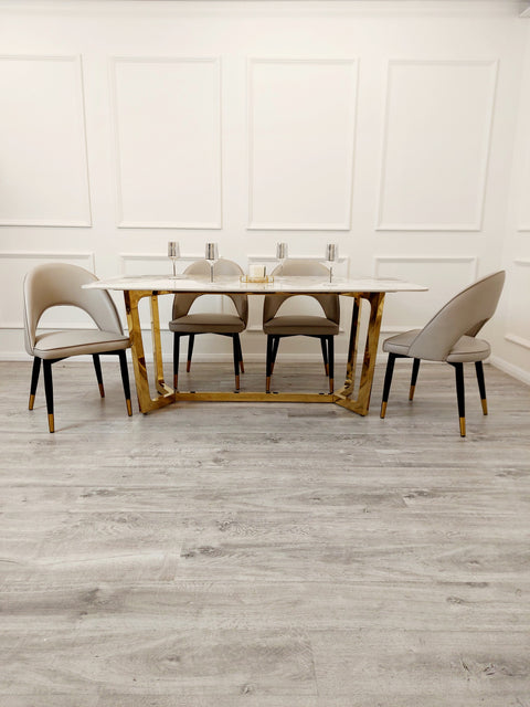 Freya Gold Dining Table with 180 CM Sintered Stone Top