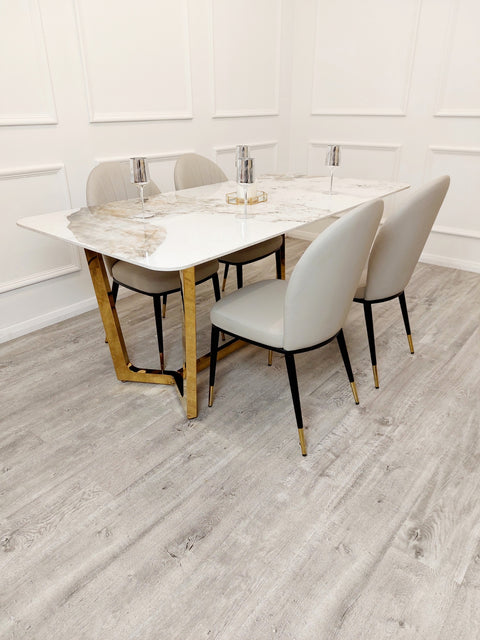 Freya Gold Dining Table with 180 CM Sintered Stone Top