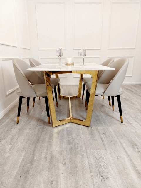 Freya Gold Dining Table with 180 CM Sintered Stone Top