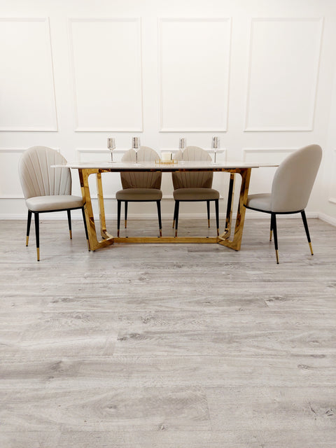 Freya Gold Dining Table with 180 CM Sintered Stone Top