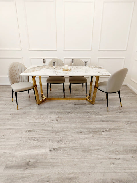 Freya Gold Dining Table with 180 CM Sintered Stone Top