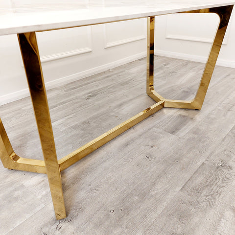 Freya Gold Dining Table with 180 CM Sintered Stone Top