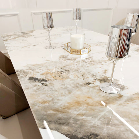 Freya Gold Dining Table with 180 CM Sintered Stone Top