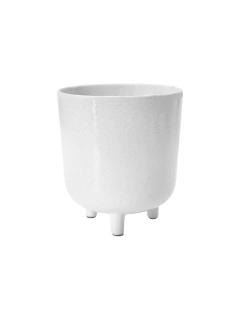 Modern White Ceramic Planter with Tripod Legs