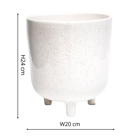 Modern White Ceramic Planter with Tripod Legs