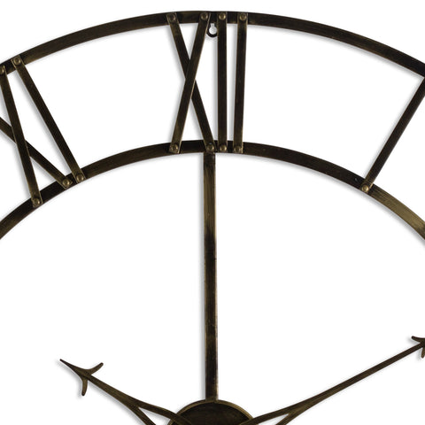 Vintage Inspired Wall Clock with Brass Finish and Elegant Skeleton Design