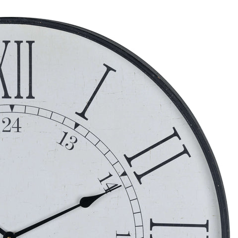 Large Antique-style Embossed Station Clock with Roman Numerals in White
