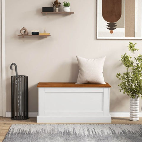 White Large Storage Chest with Safety Hinge