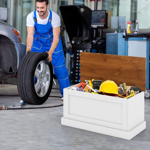 White Large Storage Chest with Safety Hinge
