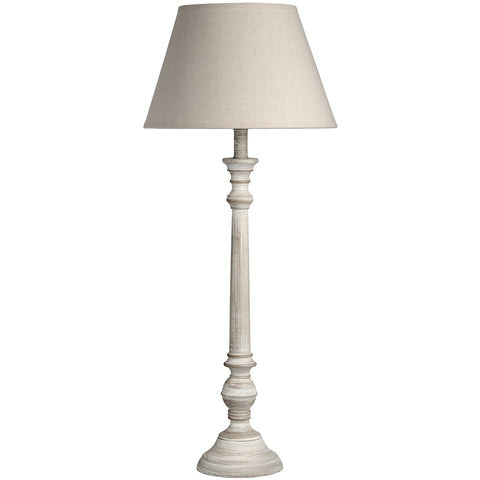 Simple and Elegant Linen Shade Lamp with Stylish Round Wooden Base