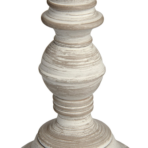 Simple and Elegant Linen Shade Lamp with Stylish Round Wooden Base