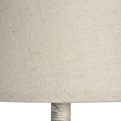Simple and Elegant Linen Shade Lamp with Stylish Round Wooden Base