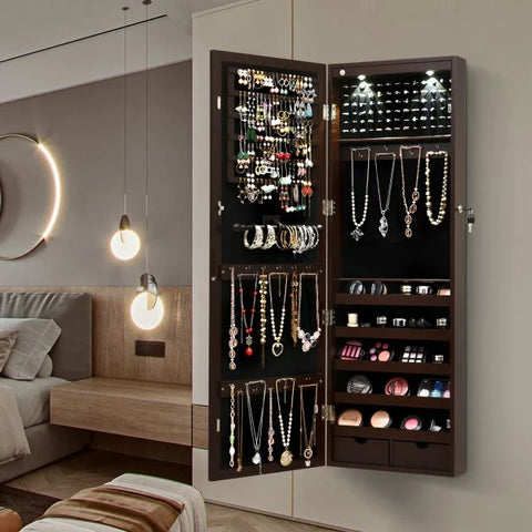 Practical Wall Mounted Jewellery Armoire with Lockable Feature Large Storage Capacity