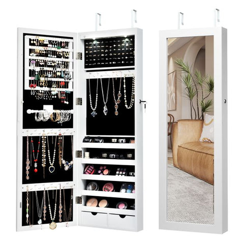 Practical Wall Mounted Jewellery Armoire with Lockable Feature Large Storage Capacity