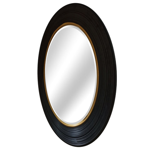 Circular Wall Mirror with Stylish Black Frame and Convex Design