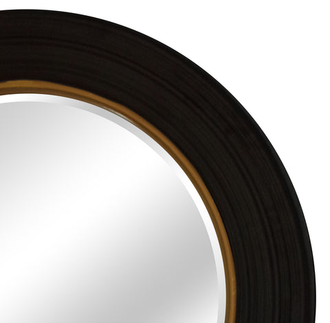 Circular Wall Mirror with Stylish Black Frame and Convex Design
