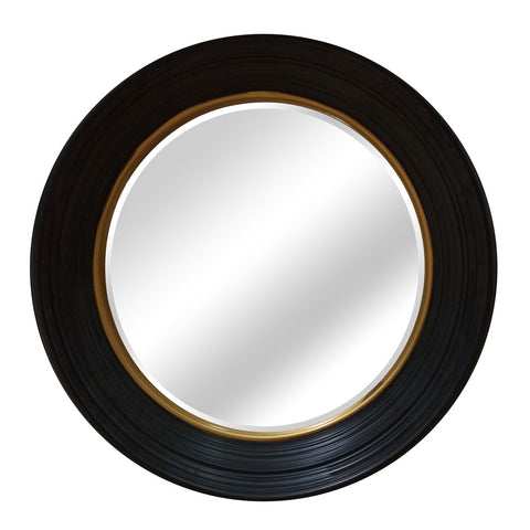 Circular Wall Mirror with Stylish Black Frame and Convex Design