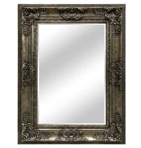 Stylish Rectangular Wall Mirror with Antique Wooden Frame