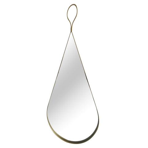 Classic Mirror with Angled Lip Frame and Leather Hanging Handle
