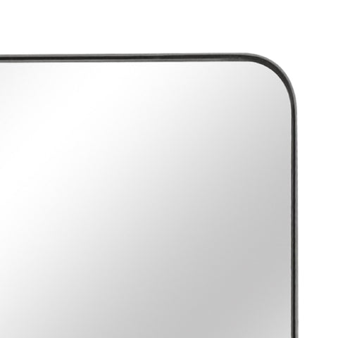 Exquisite Wall Mirror with Rounded Iron Frame in Black