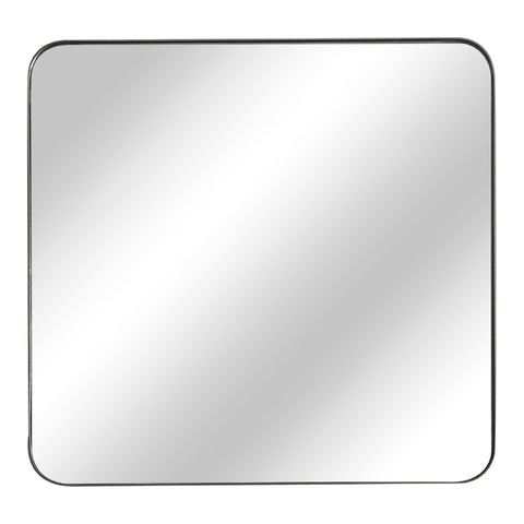 Exquisite Wall Mirror with Rounded Iron Frame in Black