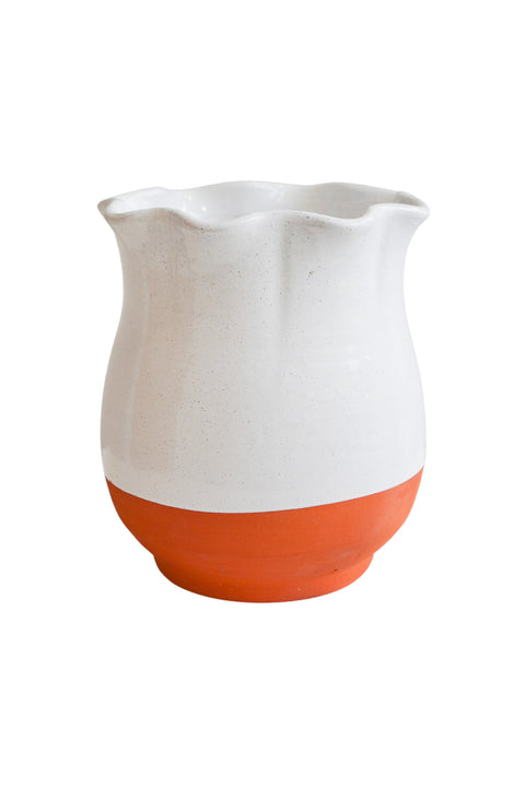 Classic Country-style Handmade Planter Vase in Ivory
