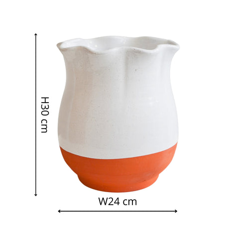 Classic Country-style Handmade Planter Vase in Ivory