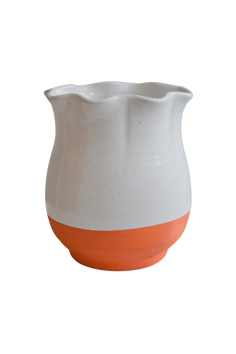 Classic Country-style Handmade Planter Vase in Ivory