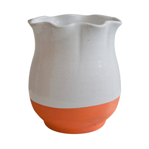 Classic Country-style Handmade Planter Vase in Ivory