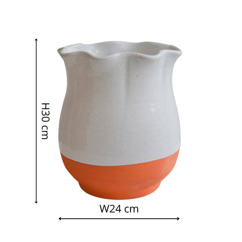 Classic Country-style Handmade Planter Vase in Ivory