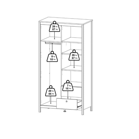 Simple and Minimalistic Hickory Oak Wardrobe with Mirrored Door and Metal Handles