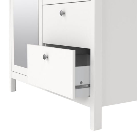 Simple and Minimalistic Hickory Oak Wardrobe with Mirrored Door and Metal Handles