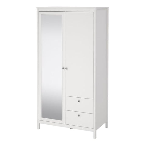 Simple and Minimalistic Hickory Oak Wardrobe with Mirrored Door and Metal Handles