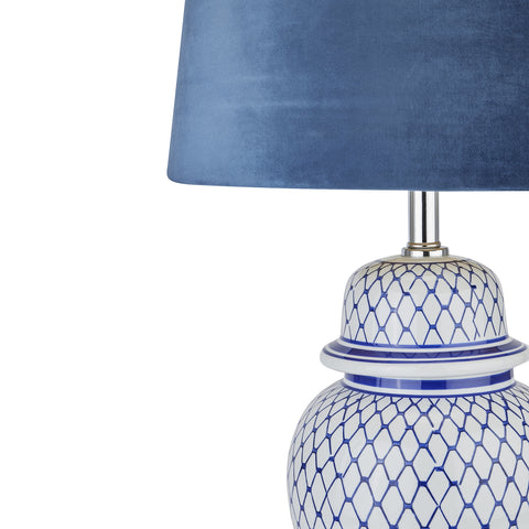Stylish Ginger Shaped Table Lamp with Hand Painted Blue and White Glaze