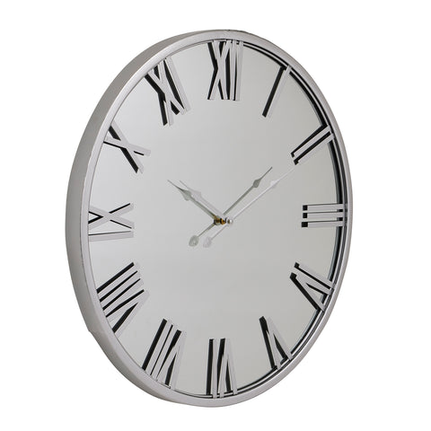 Classic and Grand Wall Clock with Bold Roman Numerals in Metallic Accents
