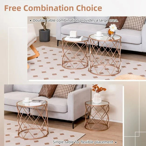 Versatile Side Table with Mirrored Top and Stylish Aesthetic Build in Rose Gold