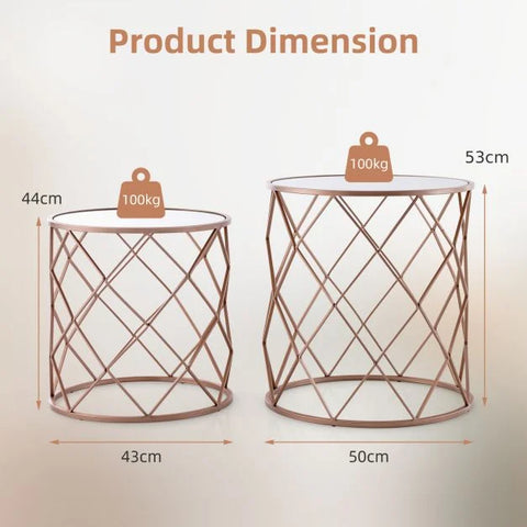 Versatile Side Table with Mirrored Top and Stylish Aesthetic Build in Rose Gold