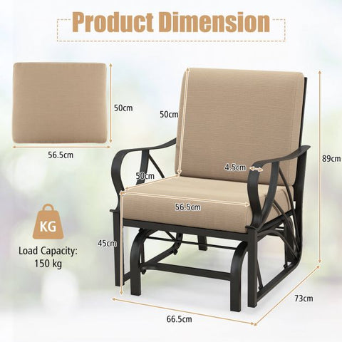 Indoor and Outdoor Armchair with Metal Frame and Cushion in Light Brown