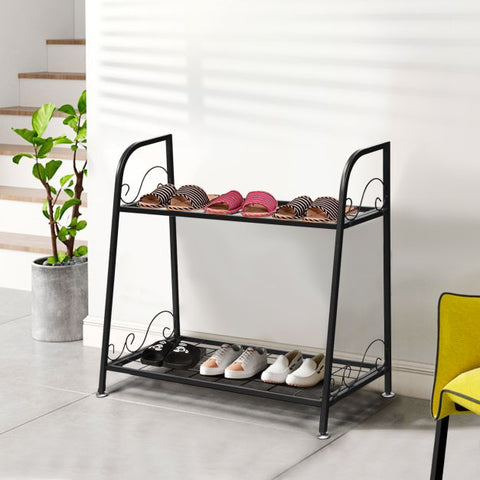 Garden Metal 2 Tier Flowerpot Stand in Black